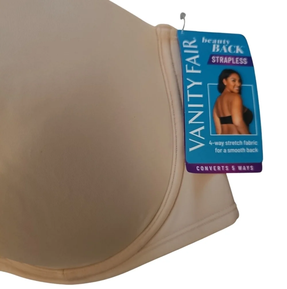 Vanity Fair Tan Nude Strapless Bra Sz 44DD Underwire New WL148